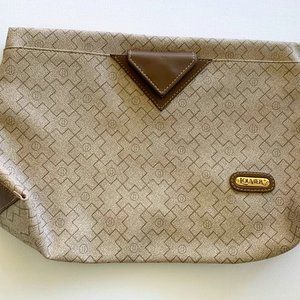 Louvier Paris Brown on Tan Logo Envelope Purse